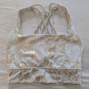 BuffBunny Gold and White Strappy Sports Bra Size Medium